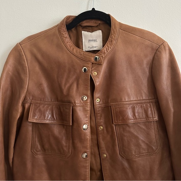 Mango Brown Leather Jacket - Picture 6 of 9